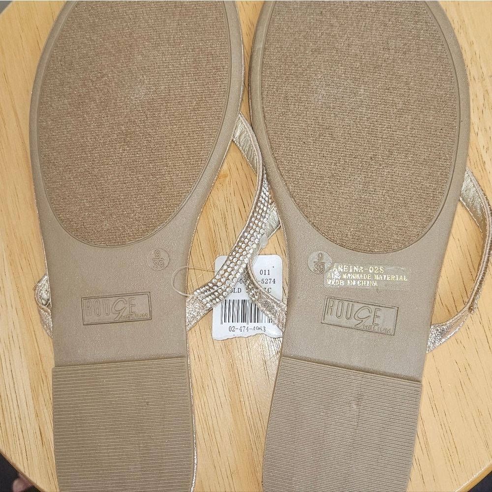 ROUGE Women's Gold Sparkly Flip Flops Size 9 BRAND NEW - Picture 4 of 6